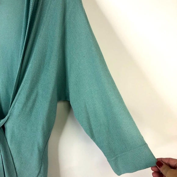 Banana Republic mint green lightweight open wrap cardigan 3/4 sleeve Med Petite - Picture 3 of 11